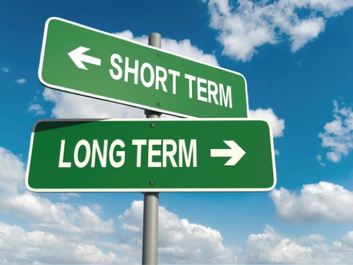 Two signs "short term" and "long term"