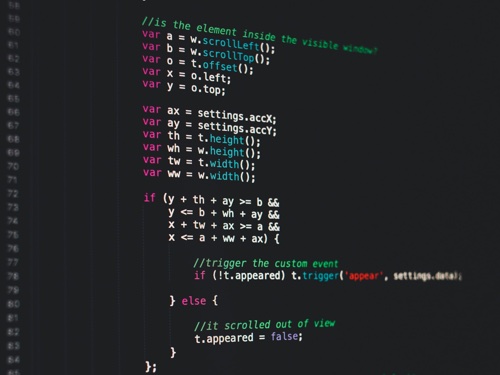 JavaScript code on a screen